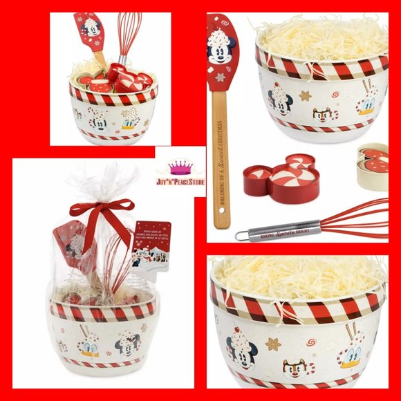 Disney Mickey Mouse & Friends Holiday 6pcs Baking Set Mixing Bowl Spatula - Picture 1 of 6